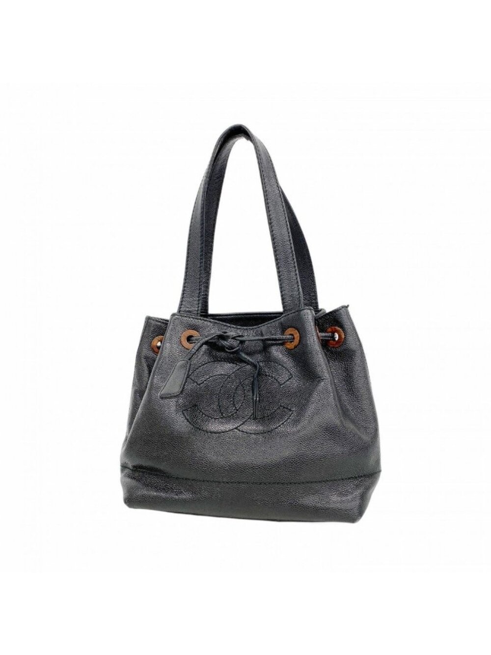 Chanel Tote Caviar Leather Black Champagne Gold